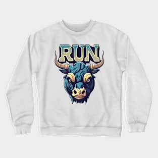 Bull Head Design Artwork Crewneck Sweatshirt